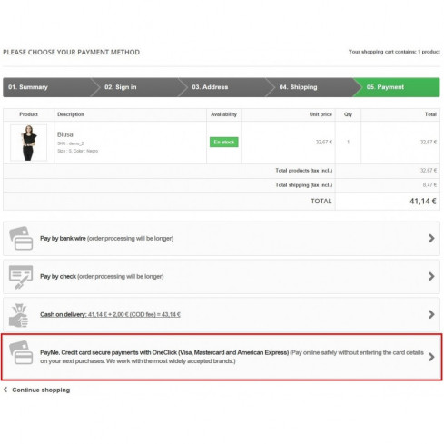 Module PayMe Alignet One Click Payment Gateway pour PrestaShop