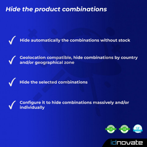 Module Hide product attributes and combinations pour PrestaShop