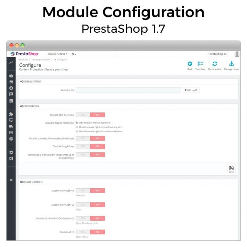 Content Protection - Secure your shop module for PrestaShop