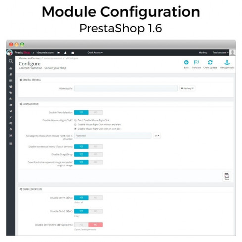 Módulo Protección de contenido - Asegura tu tienda para PrestaShop