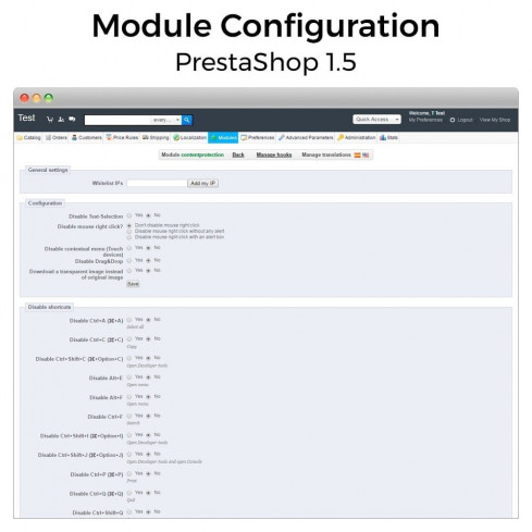Content Protection - Secure your shop module for PrestaShop