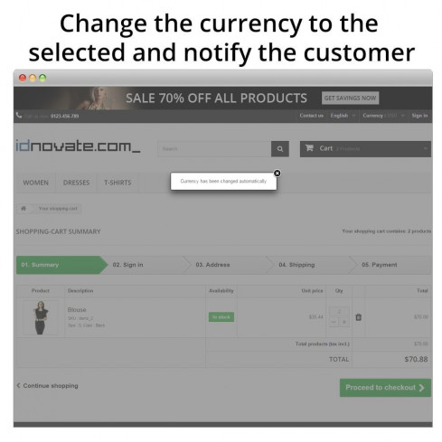 Modulo Forzare la valuta in carrello per PrestaShop