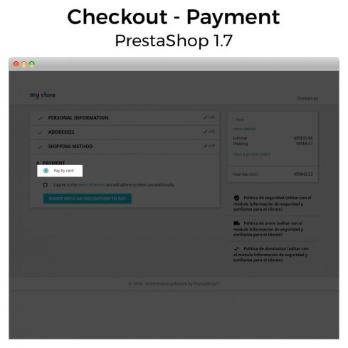 Módulo BBVA Bancomer México - Pago con tarjeta (TPV Virtual) para PrestaShop