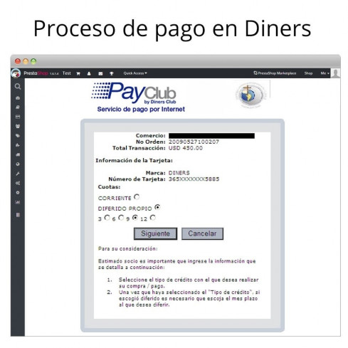 Interdin PayClub By Diners Club module for PrestaShop