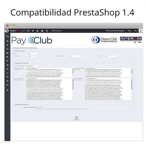 Módulo Interdin PayClub de Diners Club para PrestaShop