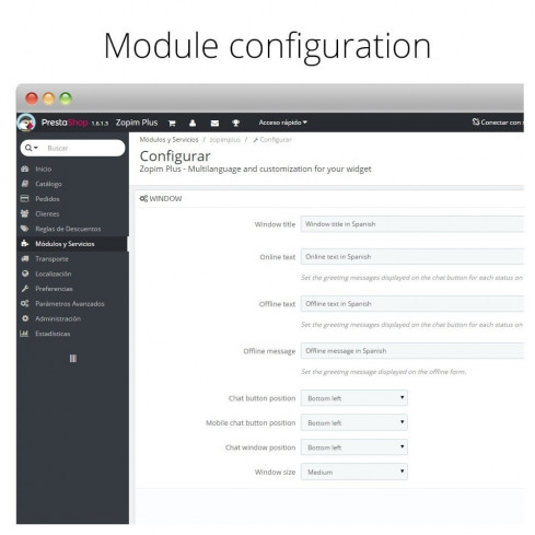 Modulo Zendesk - Zopim - Live Customers Chat per PrestaShop