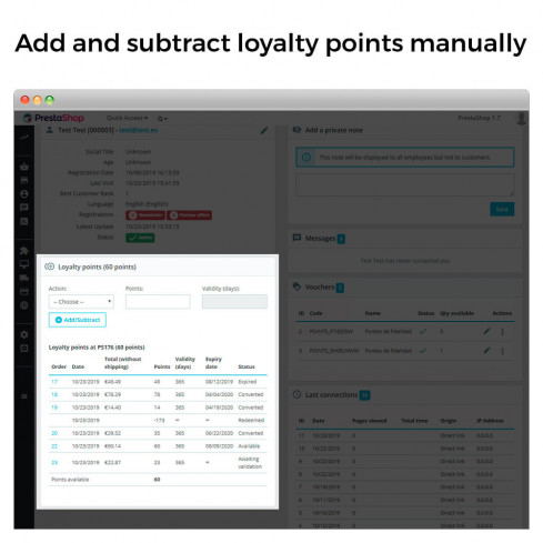 Module Programme de fidélité Points : Récompenses, Bons & Bonus Paliers pour PrestaShop