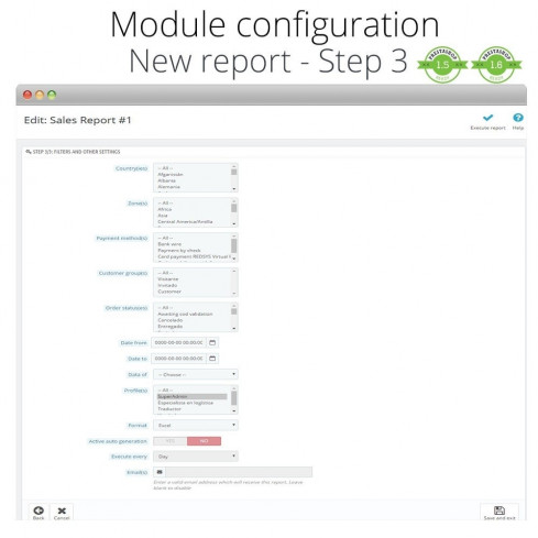 Advanced reports module for PrestaShop