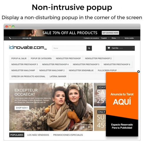 Module Popup (à l'entrée, sortie - exit popup) et Newsletter pour PrestaShop