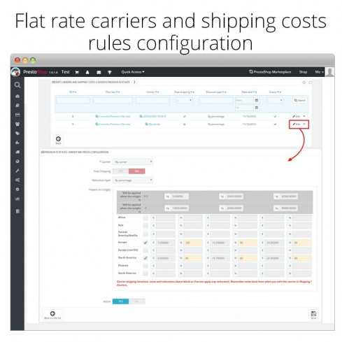 Modulo Tariffa unica e sconti di spedizione Premium per PrestaShop