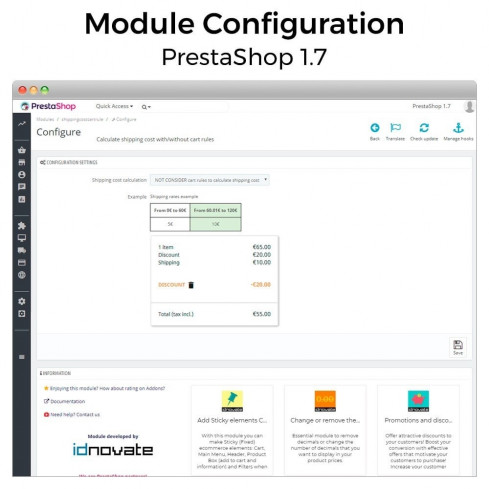 Shipping costs without shopping cart rules/discounts-Modul für PrestaShop