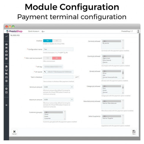 Modulo Xfers checkout payment gateway per PrestaShop