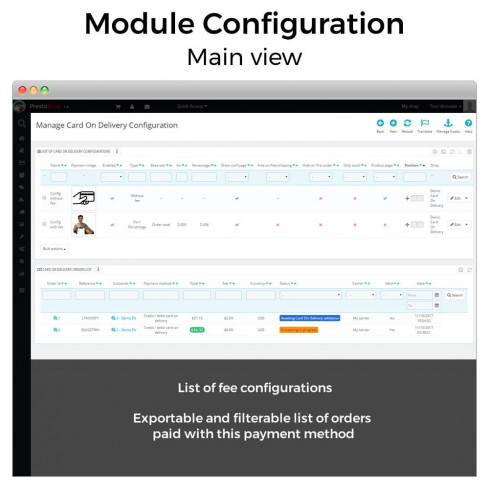 Credit / debit card on delivery with or without fee-Modul für PrestaShop