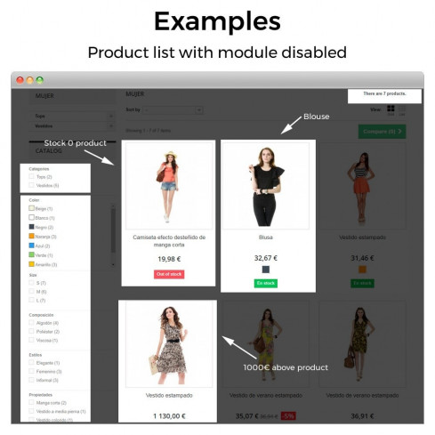 Módulo Ocultar productos (sin stock, por precios, por país) para PrestaShop