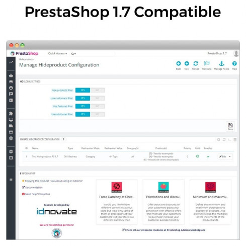 Moduł Hide products (stock 0, price range, countries, group) dla PrestaShop