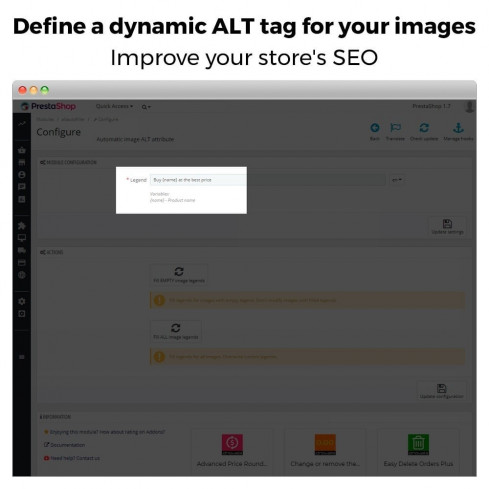 Automatic image ALT tag - Image SEO module for PrestaShop