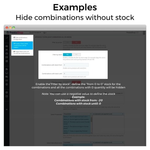 Módulo Ocultar atributos y combinaciones de producto para PrestaShop