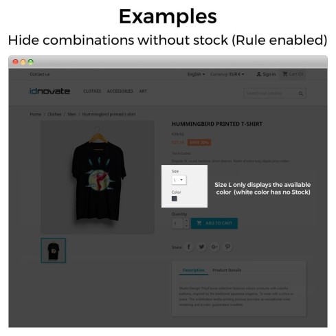 Módulo Ocultar atributos y combinaciones de producto para PrestaShop