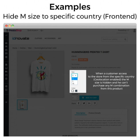Module Hide product attributes and combinations pour PrestaShop