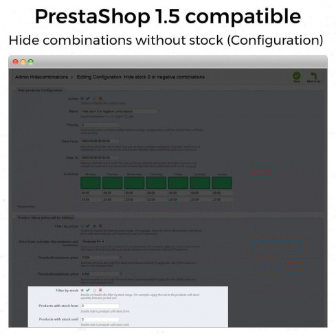 Module Hide product attributes and combinations pour PrestaShop
