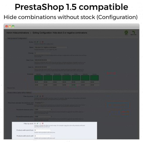 Módulo Ocultar atributos y combinaciones de producto para PrestaShop