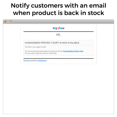 Módulo Alertas de Stock - Aviso de Productos con Nuevo Stock para PrestaShop