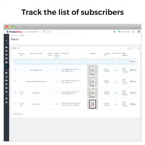 Módulo Alertas de Stock - Aviso de Productos con Nuevo Stock para PrestaShop