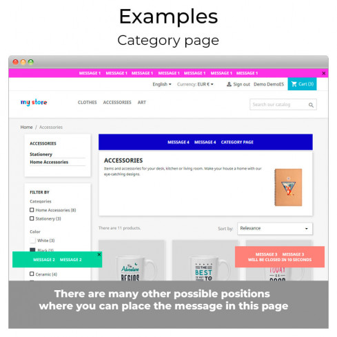 Módulo Mensajes en cualquier lugar para PrestaShop
