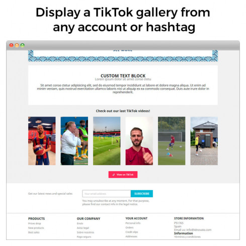 Module Affichez les vidéos TikTok sur votre boutique pour PrestaShop