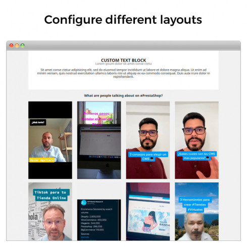 Module Affichez les vidéos TikTok sur votre boutique pour PrestaShop