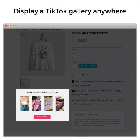 Module Affichez les vidéos TikTok sur votre boutique pour PrestaShop