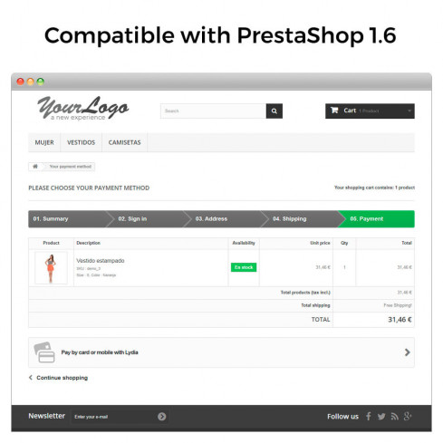 Módulo Lydia Payments (Sumeria) - Free and instant payments para PrestaShop