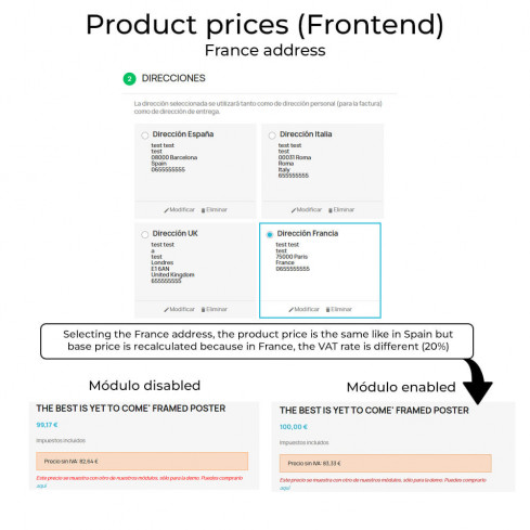 Módulo Mismo precio después de impuestos (productos y envío) para PrestaShop