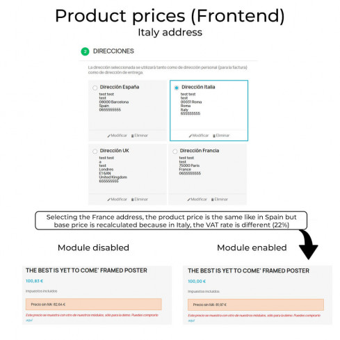 Módulo Mismo precio después de impuestos (productos y envío) para PrestaShop