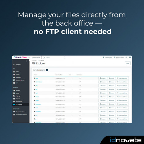 Erweiterter Dateimanager – FTP Explorer-Modul für PrestaShop
