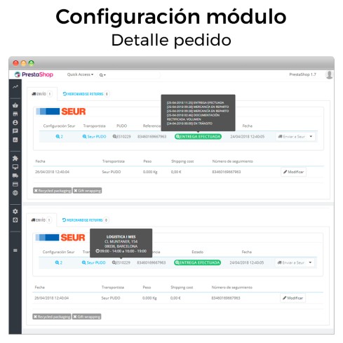 Seur carrier module for PrestaShop