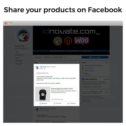 Módulo Comparte en Red Social desde el Backoffice para PrestaShop