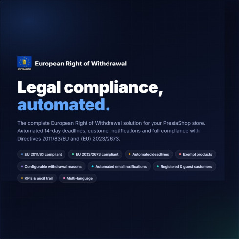 European Withdrawal – Online Cancellation & Returns Compliance module for PrestaShop