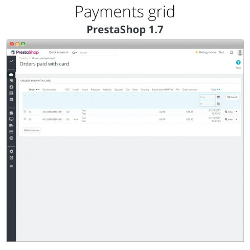 Módulo Pago offline/manual con tarjeta de crédito/débito para PrestaShop