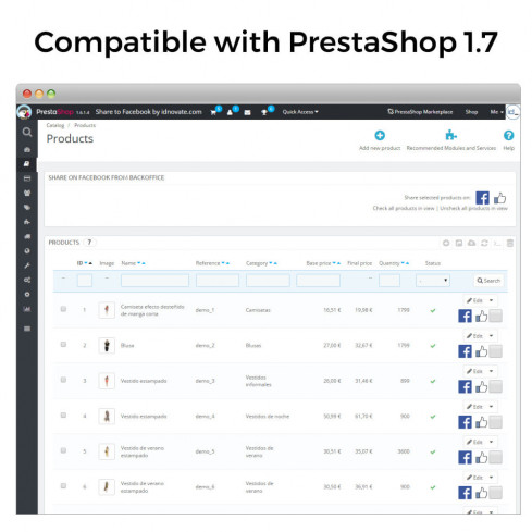 Share on Social Network from the Backoffice-Modul für PrestaShop