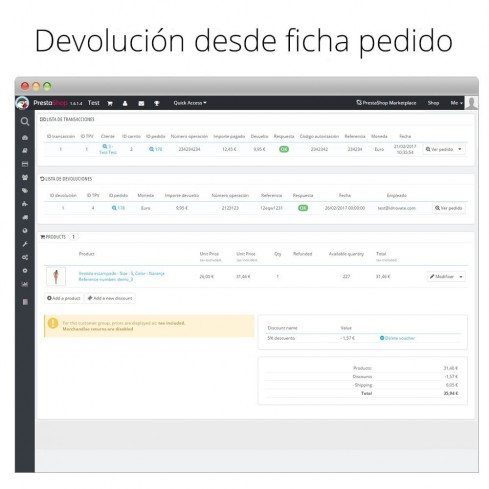 Modulo Card payment Virtual POS CECA gateway,refunds (& Bizum®*) per PrestaShop