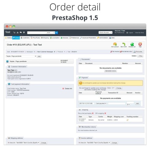 Módulo Pago offline/manual con tarjeta de crédito/débito para PrestaShop