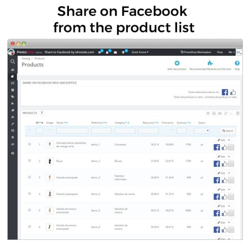 Share on Social Network from the Backoffice-Modul für PrestaShop