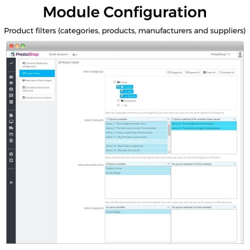 Modulo Aumenti di prezzo, sconti e prezzi fissi per PrestaShop