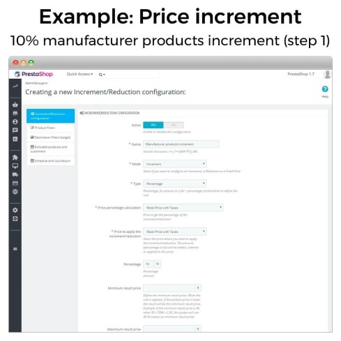 Modulo Aumenti di prezzo, sconti e prezzi fissi per PrestaShop