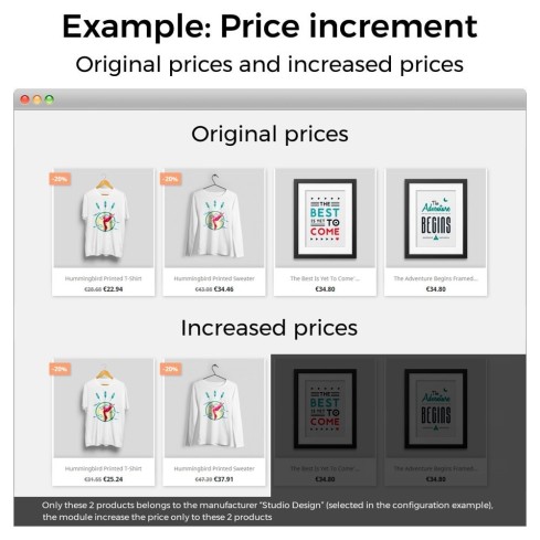 Modulo Aumenti di prezzo, sconti e prezzi fissi per PrestaShop