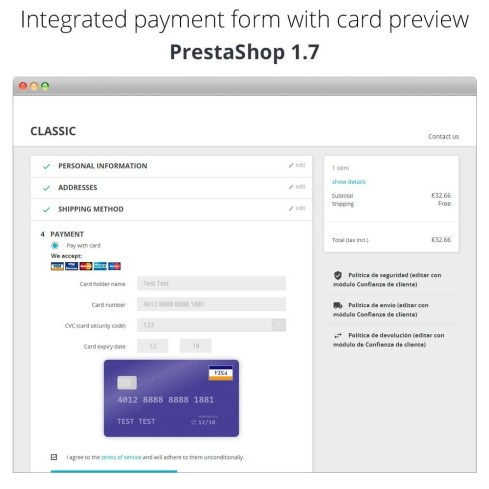 Module Paiement offline/manuel avec une carte de crédit/débit pour PrestaShop