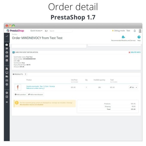 Module Paiement offline/manuel avec une carte de crédit/débit pour PrestaShop