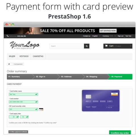 Module Paiement offline/manuel avec une carte de crédit/débit pour PrestaShop
