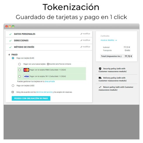 Card payment Virtual POS CECA gateway,refunds (& Bizum ®*) module for PrestaShop